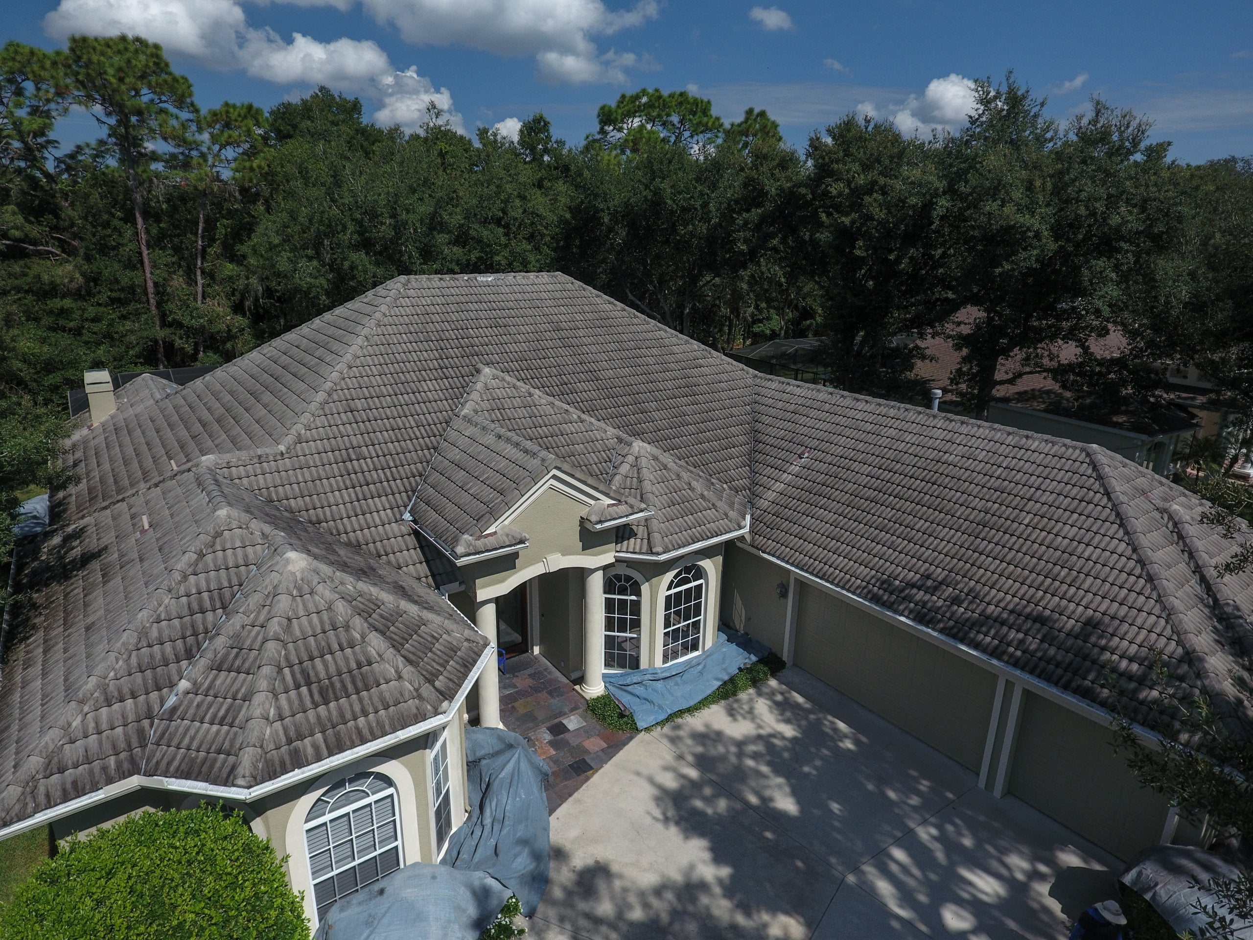 before roof washing