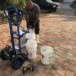 Expert paver sealing Brandon pool deck and patio after thorough cleaning and sealing