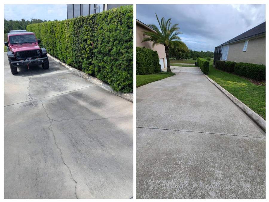 Concrete Driveway Before And After Pressure Washing